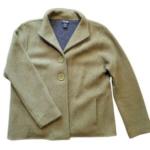 Vintage Nomadic Traders Jacket Women's Large Green Boiled Wool Button Down